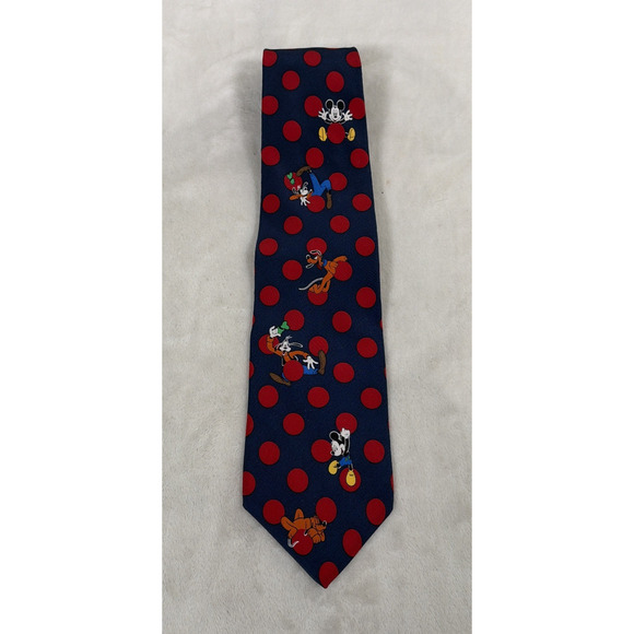 Disney Other - Disney Balancine Mickey Mouse Mens Tie Silk Woven Navy w/Red Polka Dots Charity